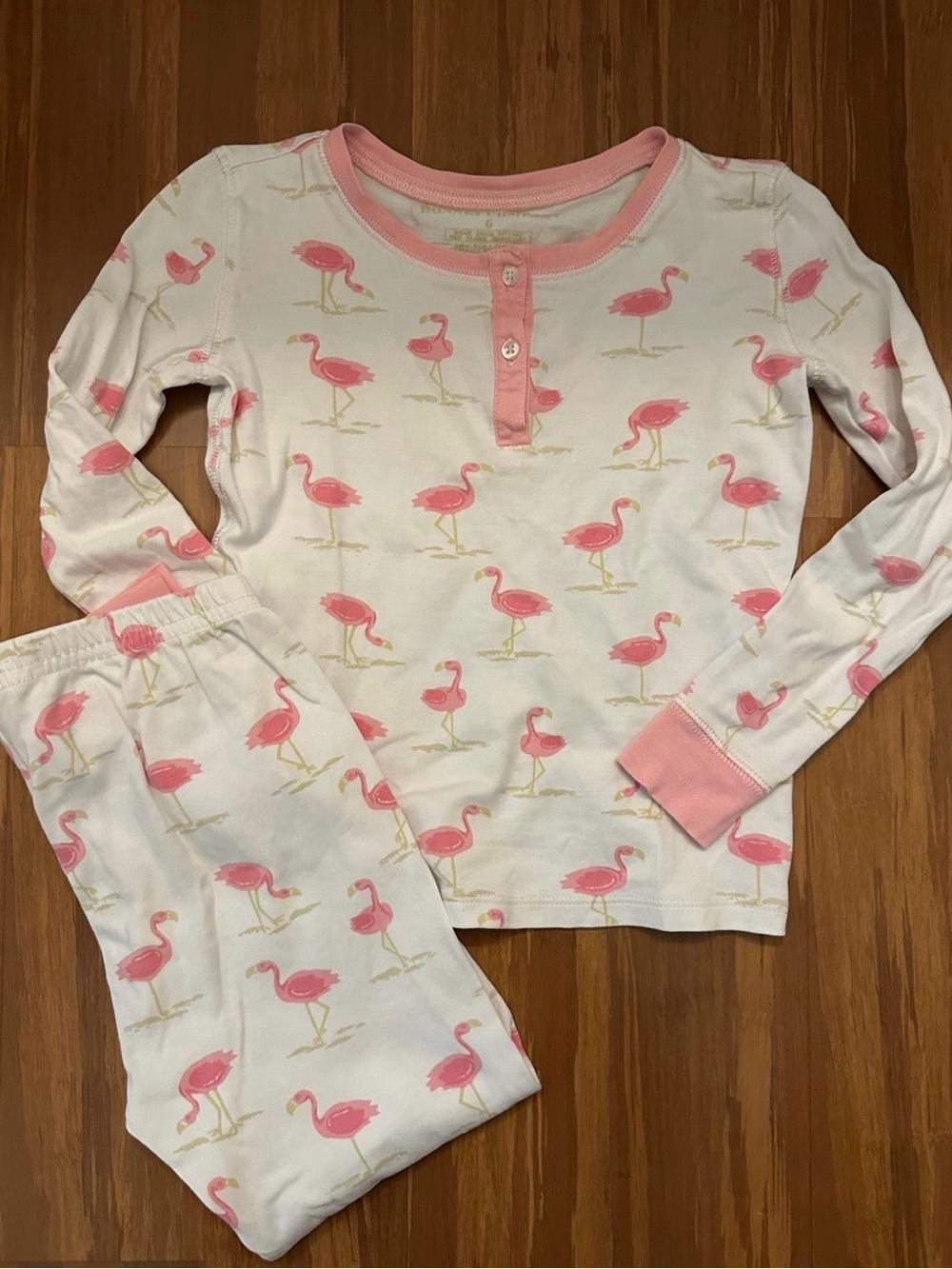 The Beaufort Bonnet Company White and Pink Flamingo Pajama Set